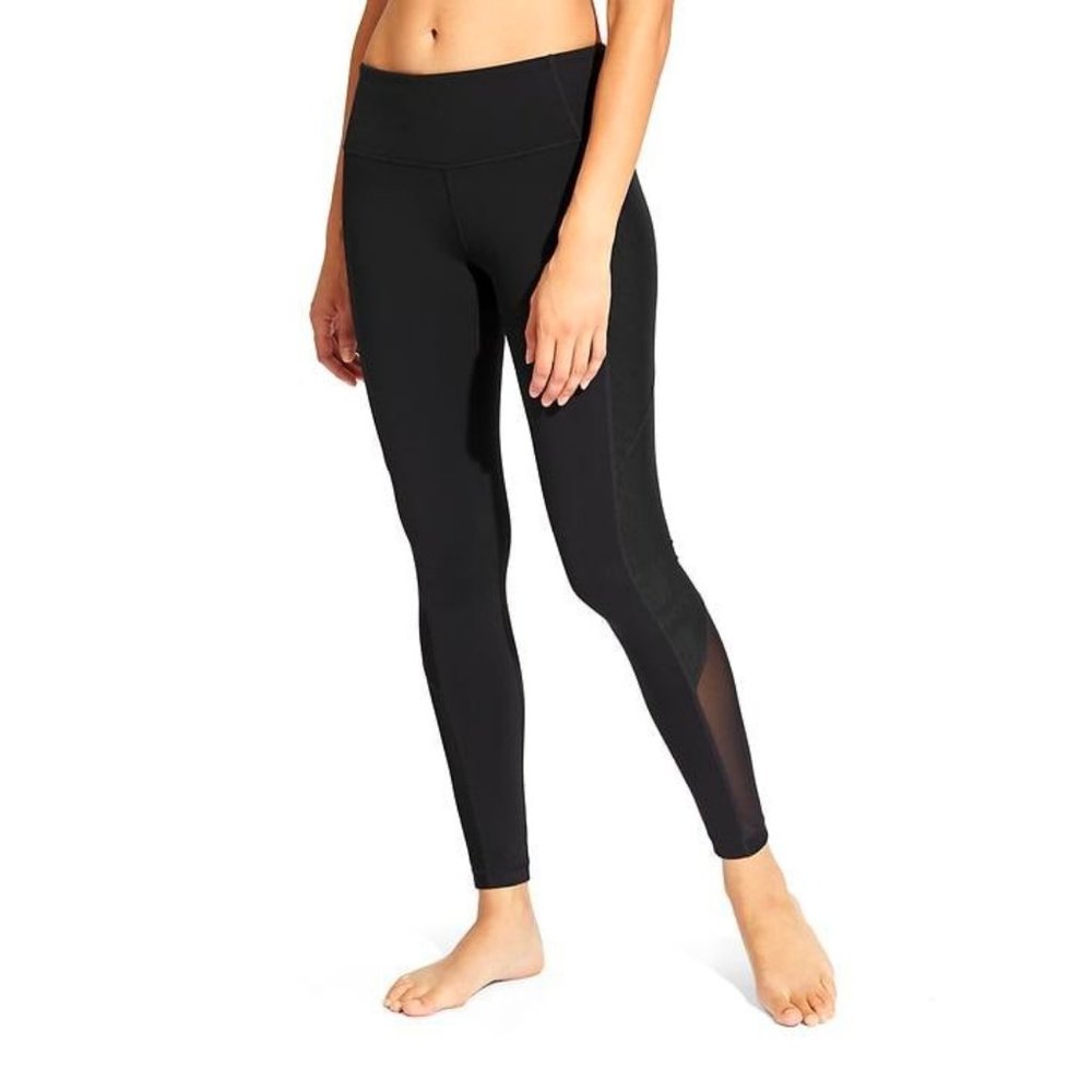 Athleta Black High-Rise Mesh Tux Chaturanga Tights - Picture 1 of 1